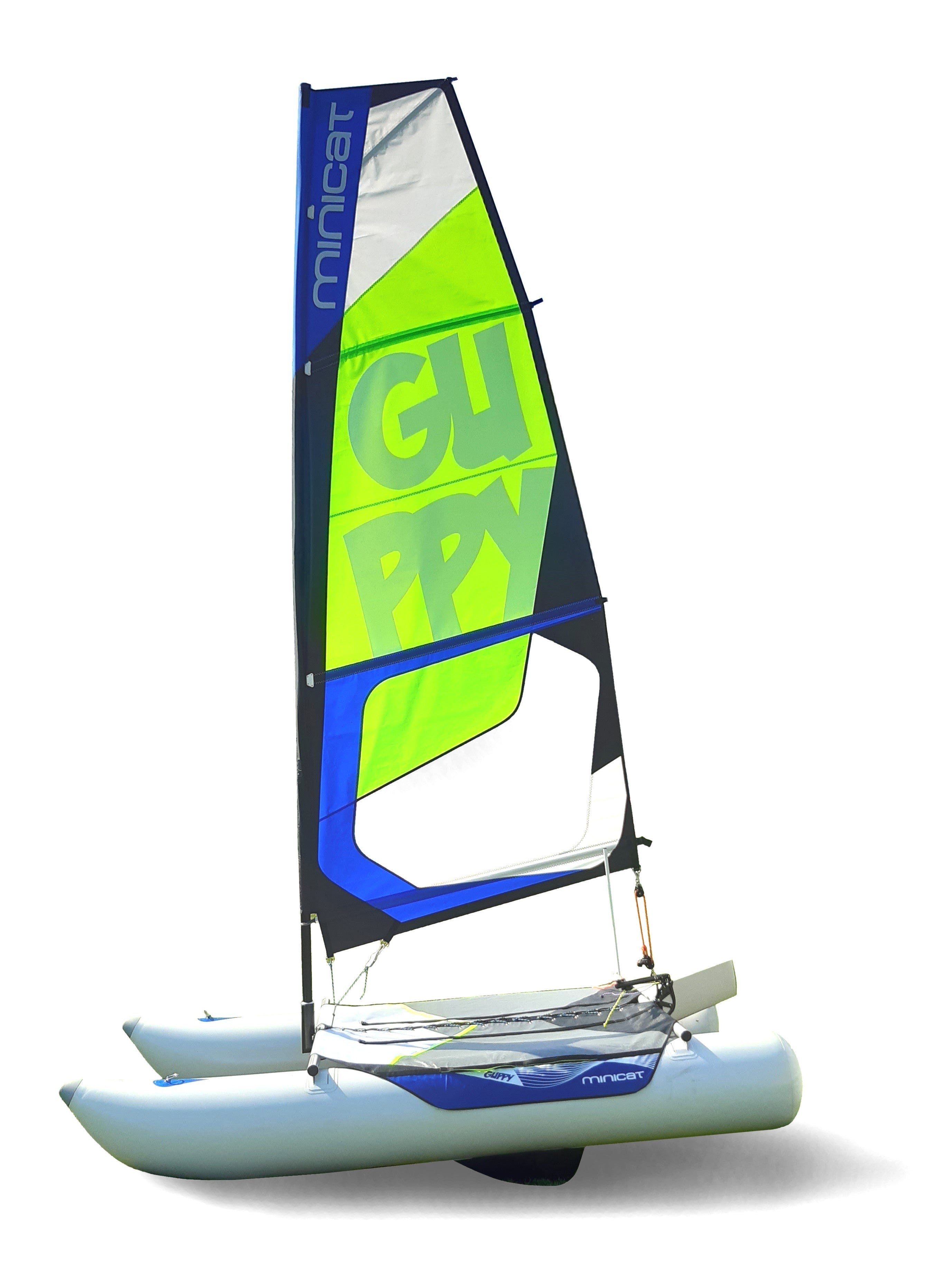 Sailing boat MiniCat Guppy on the white background