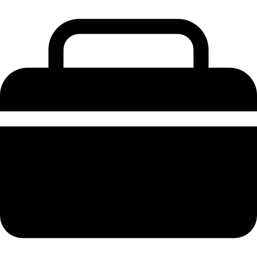 Black silhouette of a suitcase on a white background