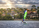 Sailboat MiniCat Guppy sailing in a bay in Sydney Australia 