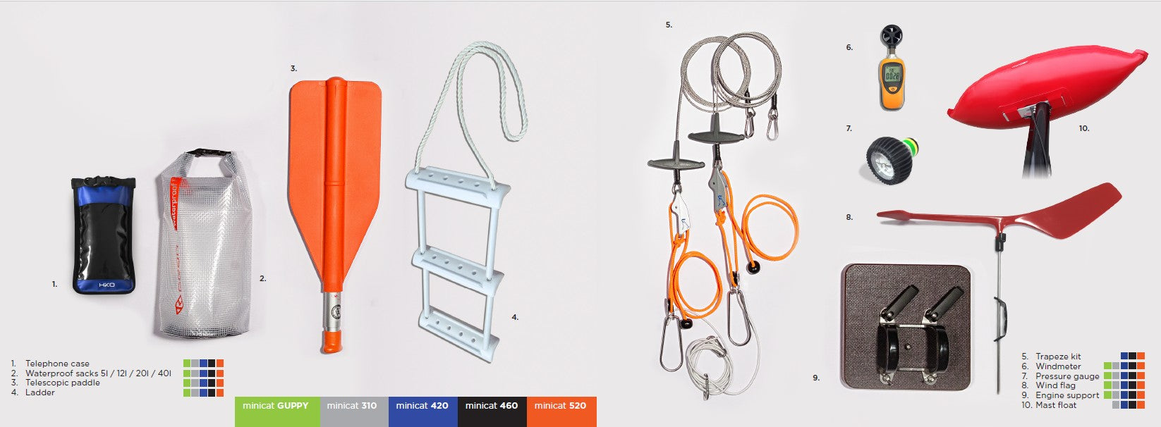 Collection of parts and accessories on a white background