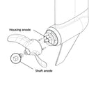 Technical diagram showing 'Housing anode' and 'Shaft anode' components.